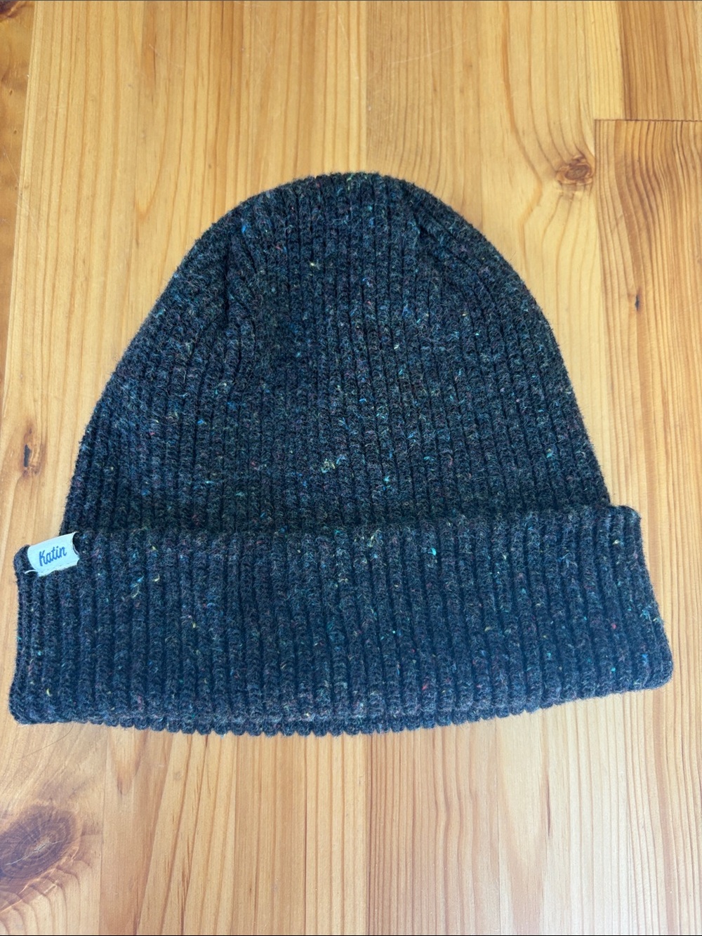 Katin Dark Charcoal Speckled Rib Knit Beanie